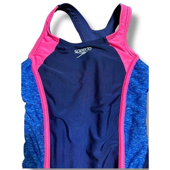 Speedo Girls Infinity Swimsuit One Piece Athletic Swimwear Pink Blue XS 5/6 - Picture 7 of 10